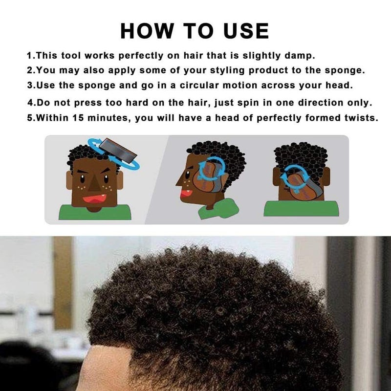 BE BIGEDDIE BIGEDDIE Magic Sponge Brush for Afro Curls, Twist Sponge with 6.29 Inch Free Pick Comb (2 PACK) - Image 5
